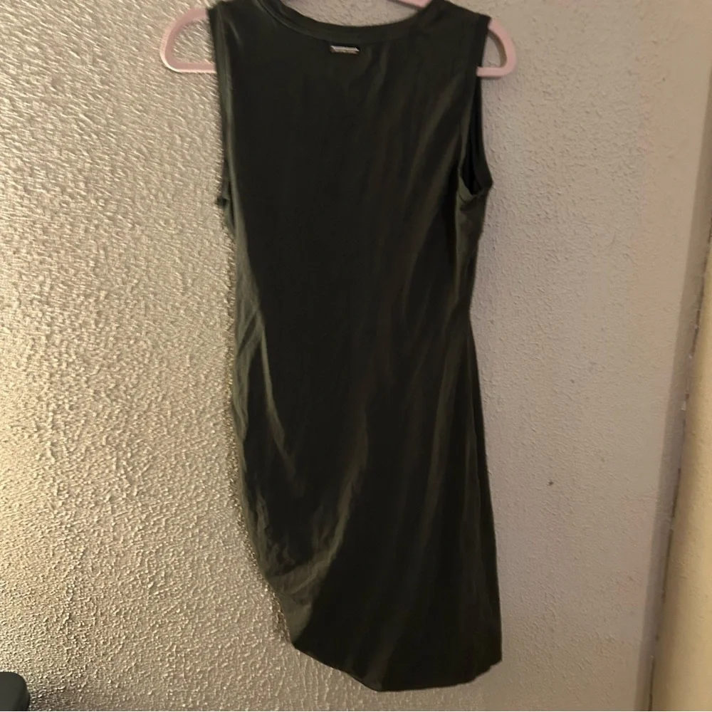 Michael Kors Olive Green Side Ruched Body Con Dress Size L Date Night Elegant
